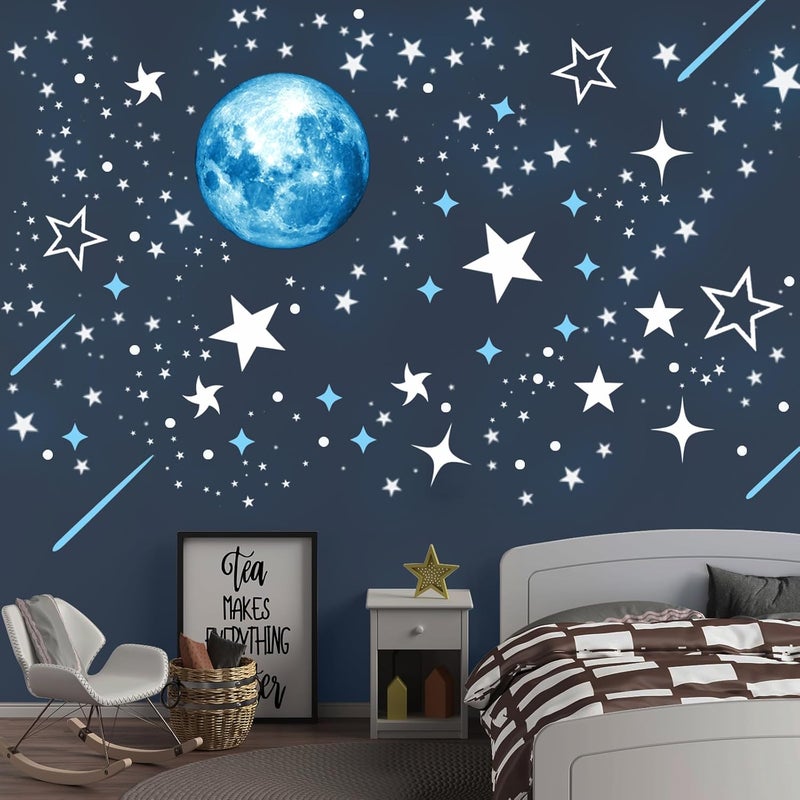 Robmoda Glow in The Dark Stars for Ceiling, Starry Sky Stars and Moon Wall Decals, Space Solar System Galaxy Planets Wall Decors, for Kids Nursery Bedroom Living Room, Birthday Party Christmas - Image 5